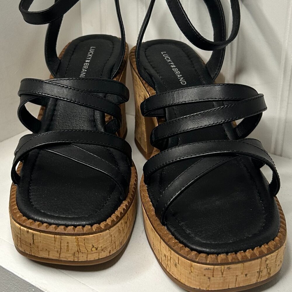 Lucky Brand Women's Taiza Platform Sandal Heeled in Black Size 8.5 - Picture 7 of 9